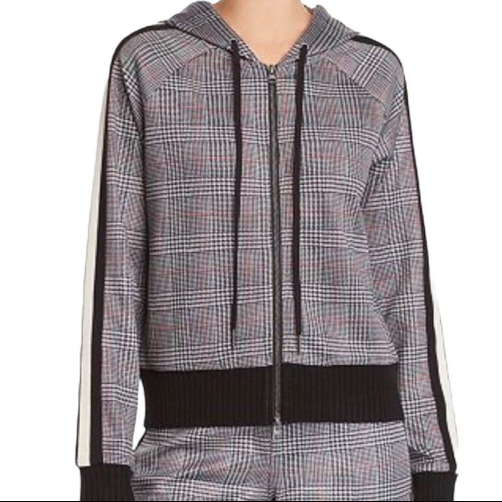 Pam & Gela Glen Plaid Cropped Side-Stripe Track jacket